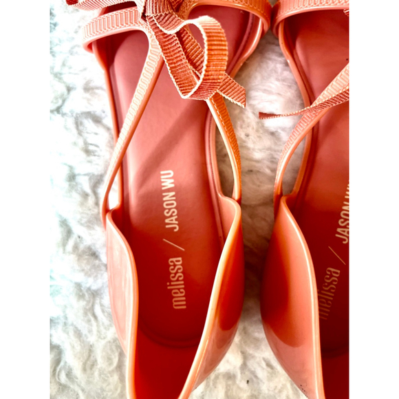 Melissa + Jason Wu Pointy Stripe solid pink ballerinas Shoes Women Size 8 - Picture 4 of 9